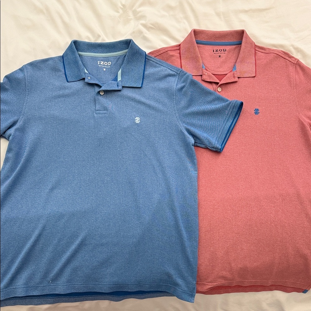 Izod Men's Polo Shirts - Blue and Coral